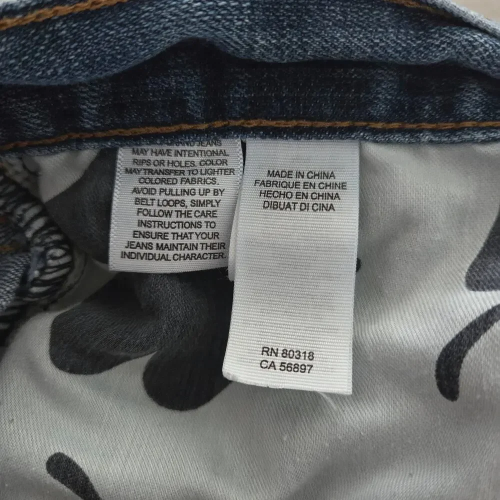 Lucky Brand 34x30 Original Straight Medium Blue Distressed Denim Jeans